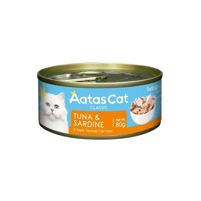 [24 Cans] Aatas Cat Tantalizing Tuna & Sardine 80g