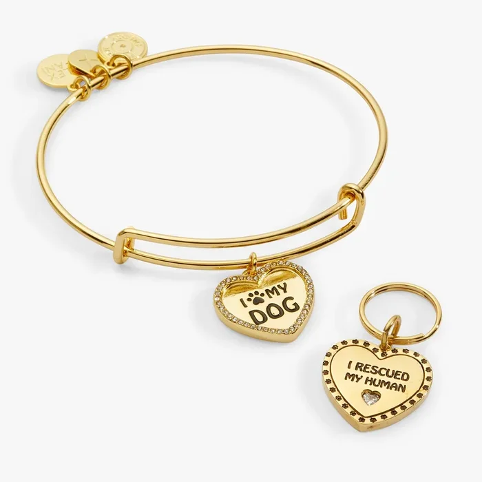 ‘I Love My Dog’ Bangle & Pet Collar Charm Set of 2