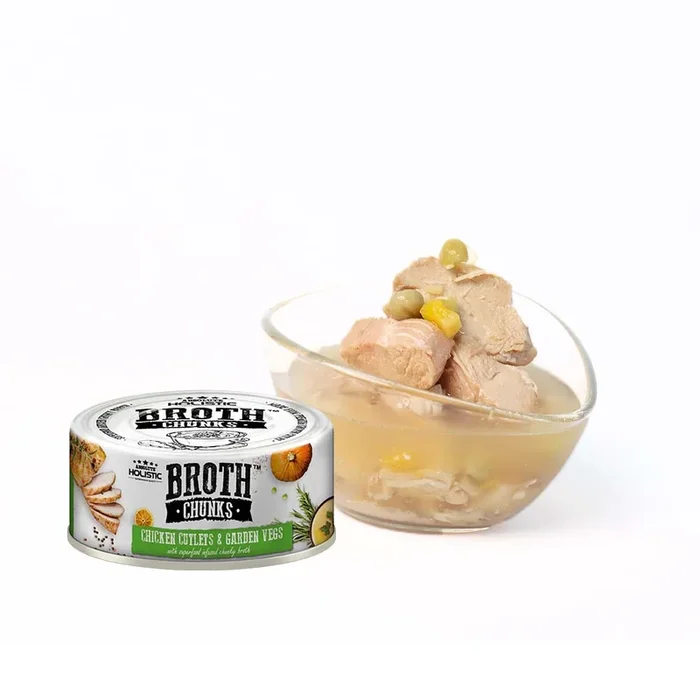 Absolute Holistic Broth Chunks Dogs & Cats Wet Food – 80G (Chicken Cutlets & Garden Vegs)