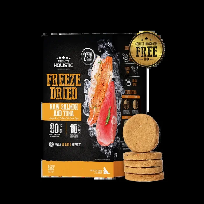 Absolute Holistic Freeze Dried Raw Dog Food Patties, 12.7oz (Salmon & Tuna)