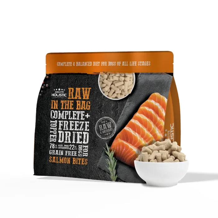 Absolute Holistic Raw in the Bag Complete Freeze Dried Dog Food – Salmon Bites – 14oz