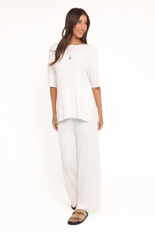 Alix Ribbed Knit Set – Cream