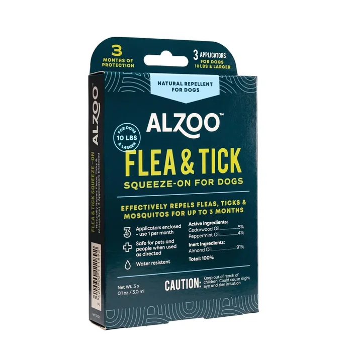Alzoo Natural Flea and Tick Squeeze On for Dogs – 3/3ML
