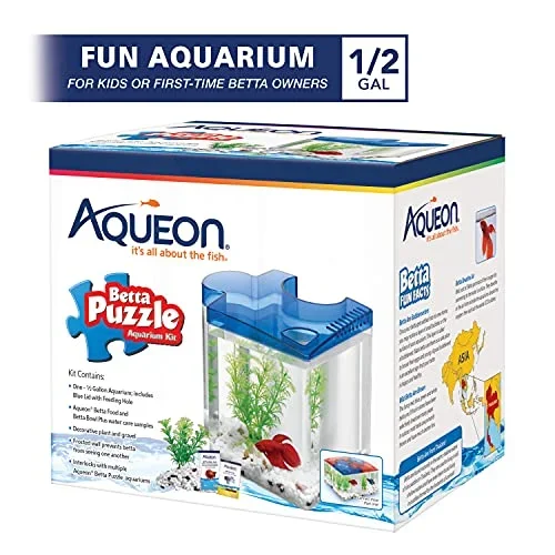 Aqueon Betta Puzzle Aquarium Kit – Blue – Pack of 4