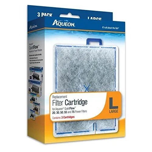 Aqueon Replacement Filter Cartridge For QuietFlow 20, 30, 50, 55, 75 – Large – 3 pk