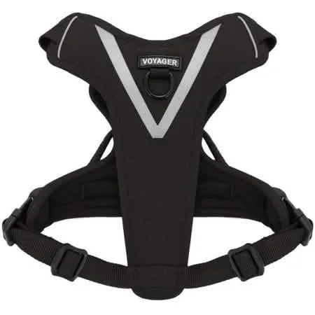 Arnés para perros Voyager Dog Harnesses, tamaño mediano, doble sujeción, Maverick, para exteriores, en color negro