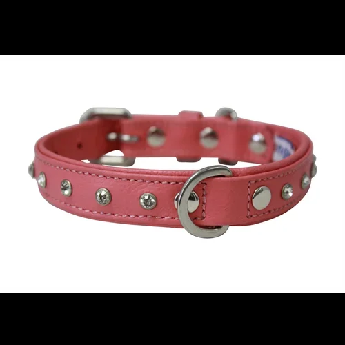 Athens Dog Collar with Rhinestones – Bubblegum Pink