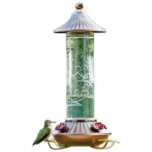 Audubon, Embossed Glass Hummingbird Feeder, 14 Oz, Bronze