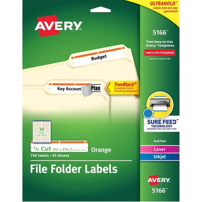 Avery® TrueBlock File Folder Labels – AVE5166
