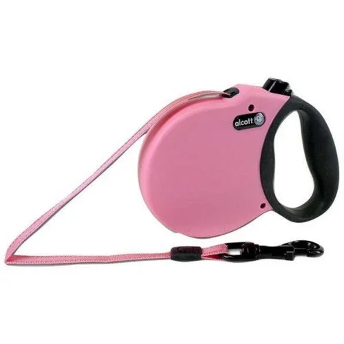 Bamboo Groom, Alcott Adventure Retractable Belt Leash, ExtraSmall-10 Feet,Pink