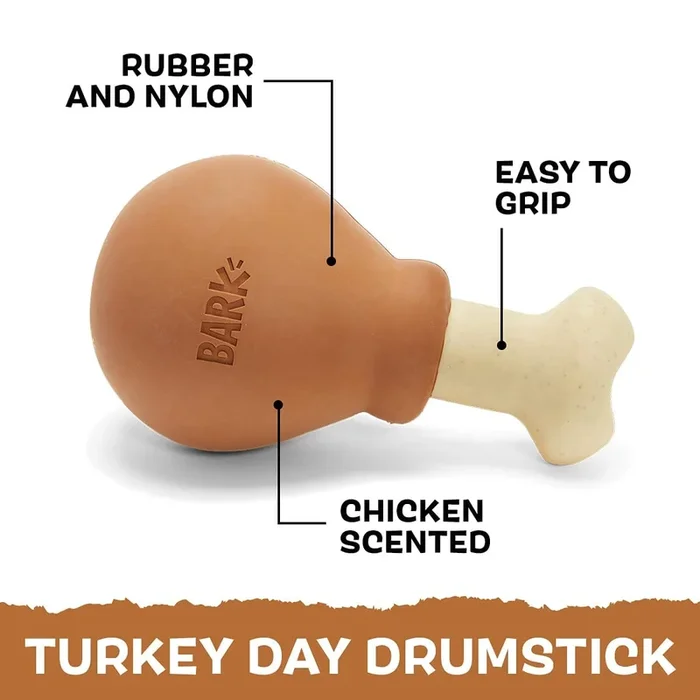 Bark Box Super Chewer Fall Fetch Stick Chicken Scented Rubber Dog Toy