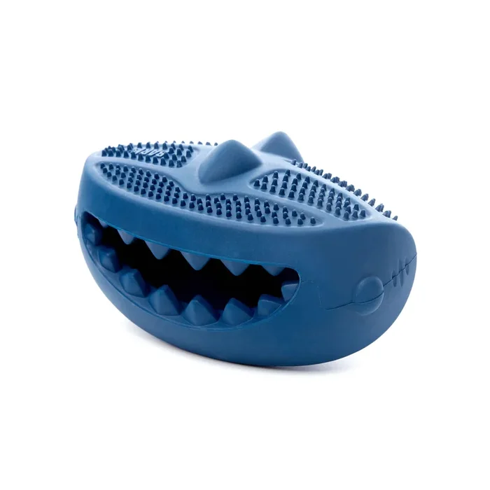 Bark Box Super Chewer Hammerfed Shark Oral Hygenic Treat Dispensing Rubber Dog Toy