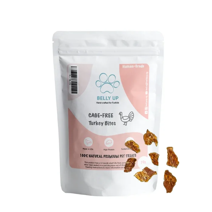 Belly Up USA Cage-Free Turkey Bites for Dogs & Cats (2 sizes)