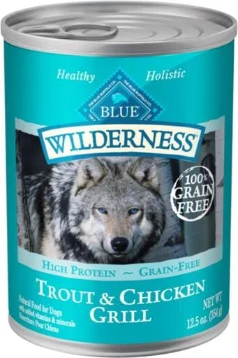 Blue Buffalo Wilderness Trout and Chicken Canned Dog Food – 12.5 Oz – Case of 12