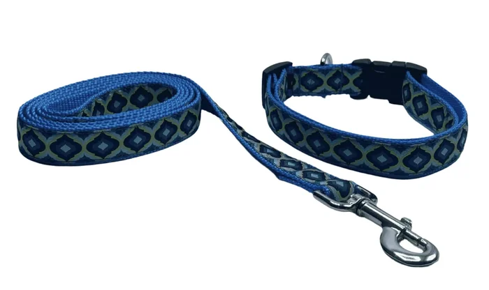 Blue Indigo Lantern Dog Collars or Leads (1″ Wide)