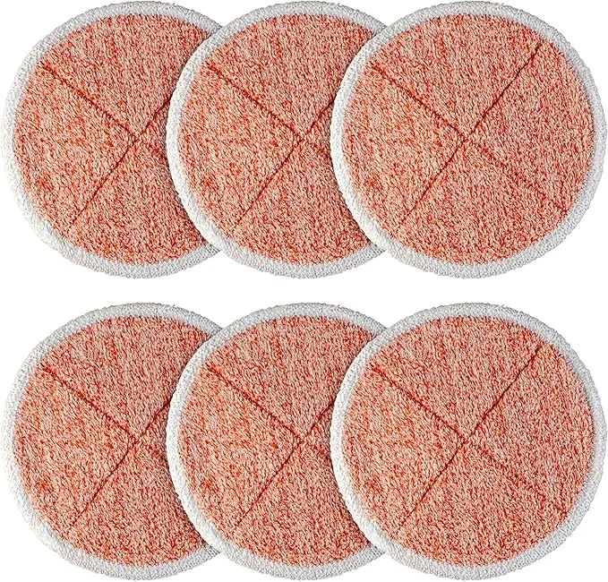 BlueStars 6 Pack 2124, 2039A, 2307, 23157, 20391, 20399 Replacement 2124 Mop Pads Heavy Scrub Compatible with Bissell Spinwave Hard Mop Cleaners (Orange) – Easy to Install – Washable & Reusable