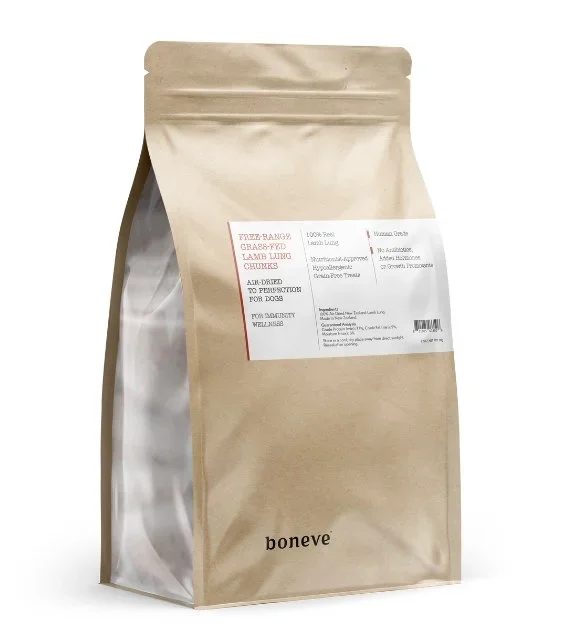 Boneve Earthmade Free-Range Grass-Fed Lamb Lung Chunks Air-Dried Dog Treats
