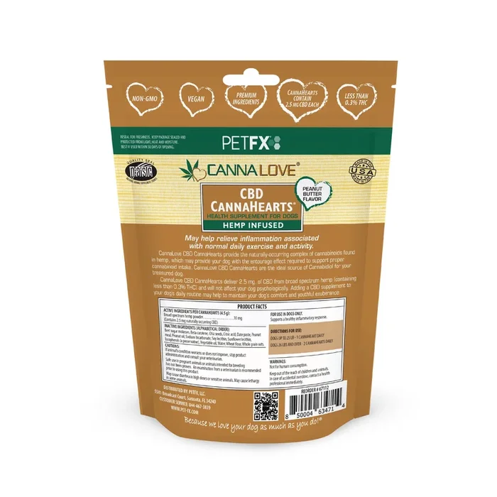 CannaLove CannaHearts CBD Dog Supplement 4.5mg Peanut Butter – 12 Oz