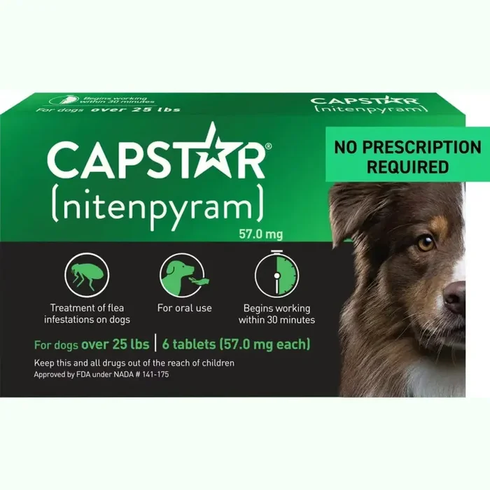 Capstar Flea Tablet for Large Dogs – Fast-Acting Treatment 57 Mg Each, 6 Tablets