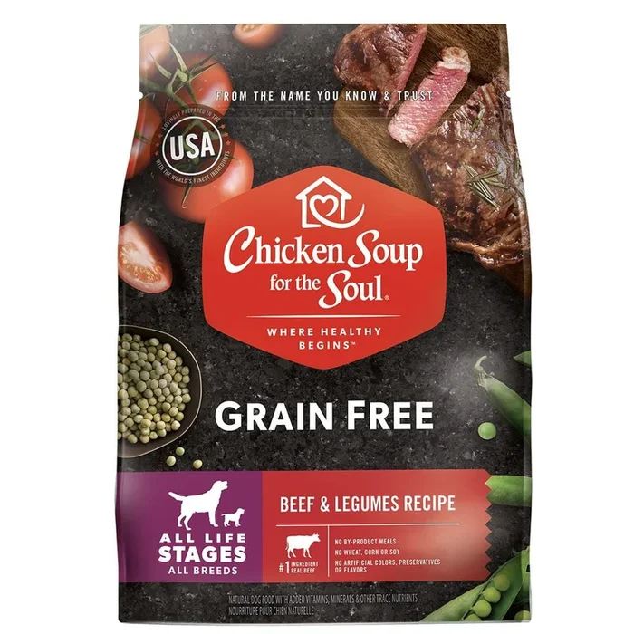 Chicken Soup for the Soul Grain-Free Limited Ingredient Diet Beef and Legumes Dry Dog Food – 10 Lbs