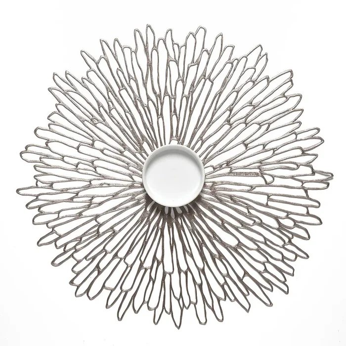 CHILEWICH TerraStrand Microban Bloom Mould Table Mat 38 x 39 cm, Gunmetal