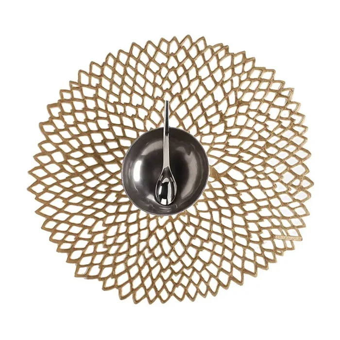 CHILEWICH TerraStrand Microban Dahlia Moulded Table Mat 36 x 38 cm, Brass