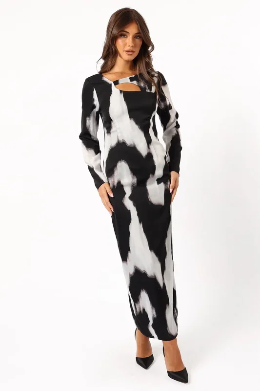 Christah Maxi Dress – Black/White