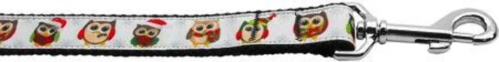 Christmas Pet Dog & Cat Nylon Collar or Leash, “Snowy Owls” 5/8″ wide 4 ft Leash