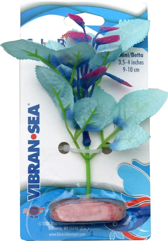 Colorburst Florals Willow Leaf Silk Style Plastic Aquarium Plant – Blue – Mini