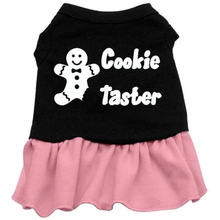 Cookie Taster Dog Dress – Black with Pink/Small