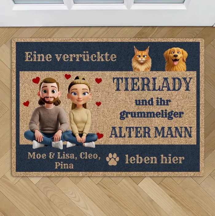 Die Tierlady und ihr Mann – Individuelle Fußmatte