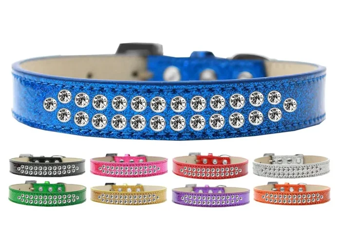 Dog, Puppy & Pet Ice Cream Collar, Two Row Clear Crystal Rimsets Emerald Green 20