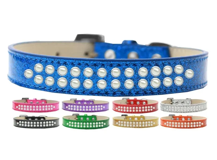 Dog, Puppy & Pet Ice Cream Collar, Two Row Pearl Rimsets Emerald Green 20