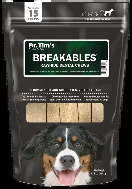 Dr. Tim’s Break-A-Bulls Rawhide Dental Chews For Dogs