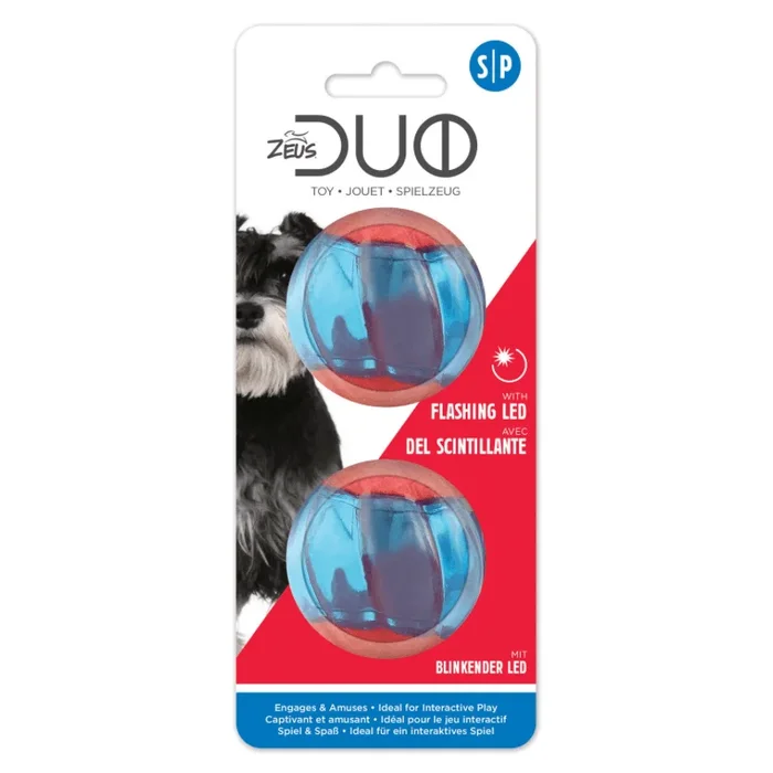 DUO Ball Dog Toy – with Flashing LED – 2 pk