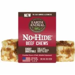 Earth Animal Dog Chews NO HIDE Beef – 4 Inches – 24 Count – Case of 24