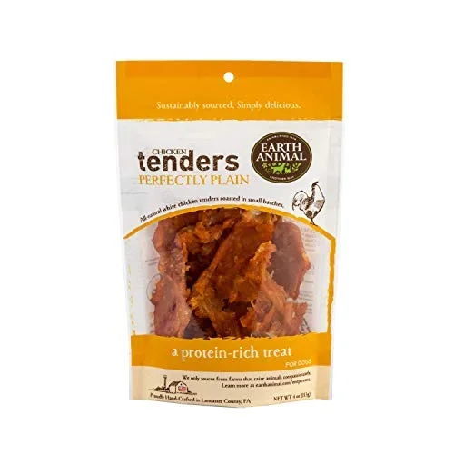 Earth Animal Dog Jerky Treats Tenders Plain Chicken – 4 Oz