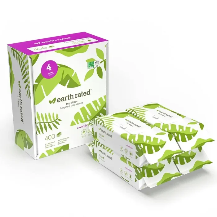 Earth Rated Dog Grooming Wipes Un-Scented – 400 Count