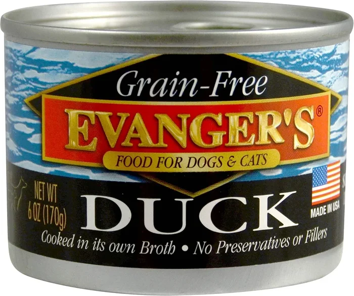 Evanger’s Grain-Free Duck Canned Cat and Dog Food – 6 Oz – Case of 24