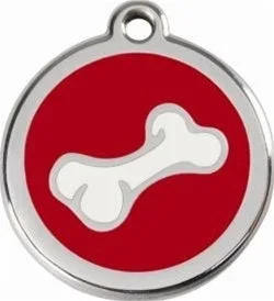 Fancy Bone Red Dingo Stainless Steel & Enamel Designer ID Tags
