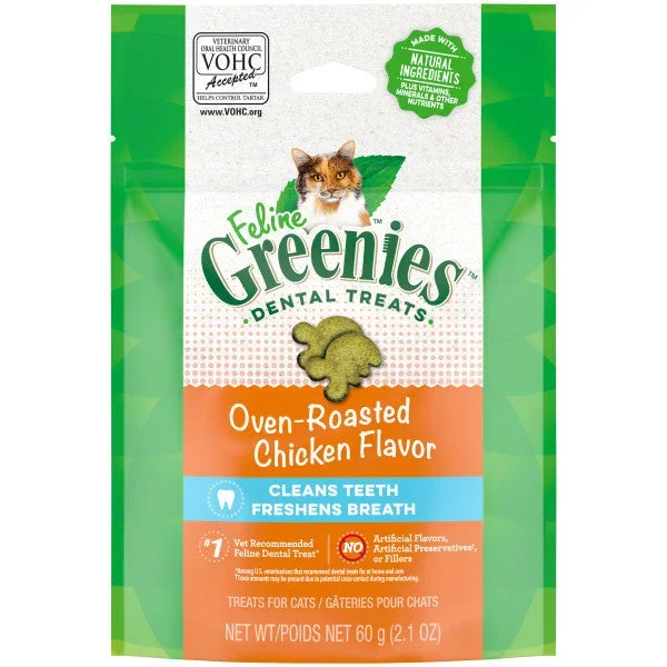 FELINE GREENIES Adult Natural Dental Care Cat Treats, Chicken Recipe