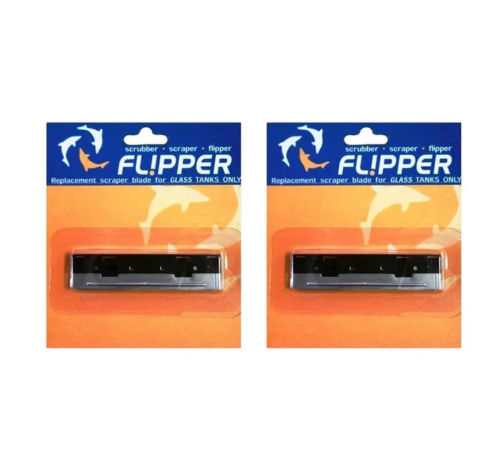 Flipper Cleaner Stainless Steel Replacement Blades for Glass Aquariums – Black – Standard, 2 Pack
