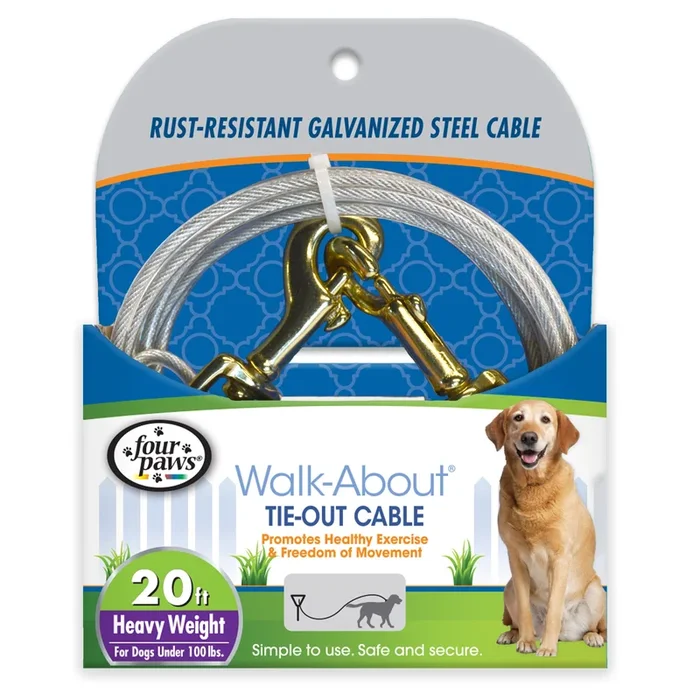Four Paws Heavy Weight Tie Out Cable Silver – 20 ft