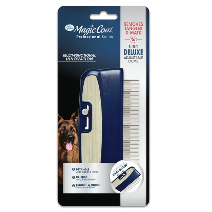 Four Paws Magic Coat® Professional Series 3-in-1 Deluxe Adjustable Dog Comb