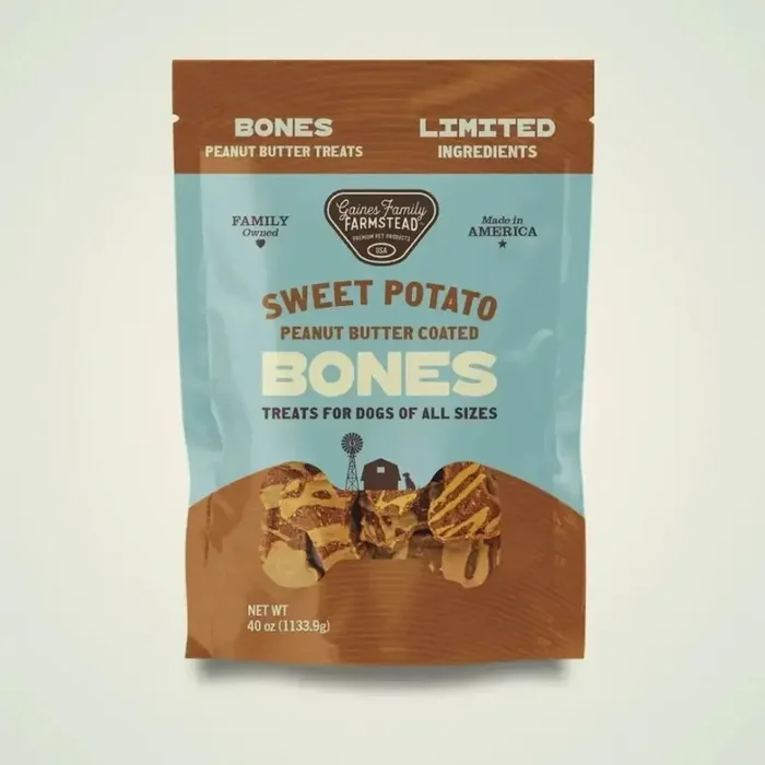 Gaines Family Farmstead Sweet Potato Peanut Butter Coated Bones Dog Treats