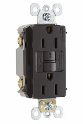 GFCI Outlet, Self Testing, 15A, Brown