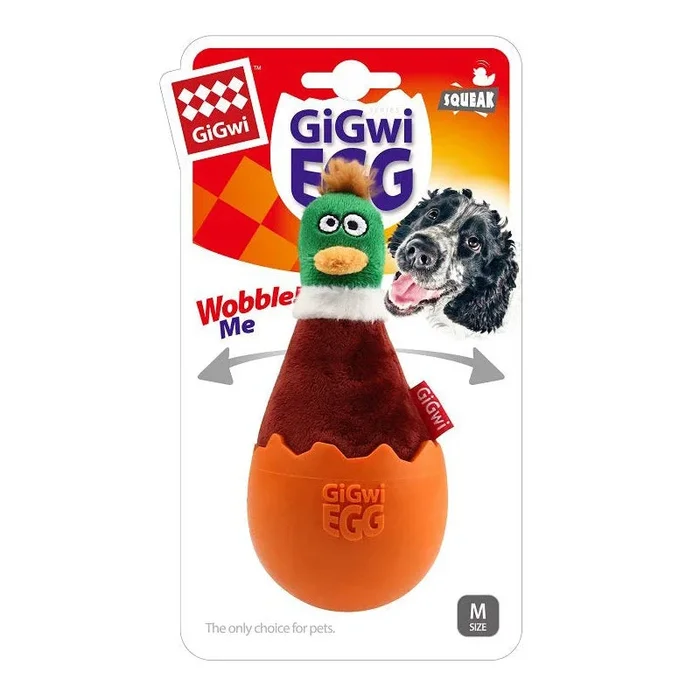 GiGwi Dog Puppy Toy EGG Wobbler Fun TPR Squeaker & Plush Duck