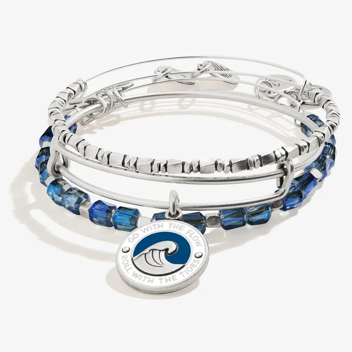 Go With the Flow’ Charm + Beaded Bangles, Set of 3