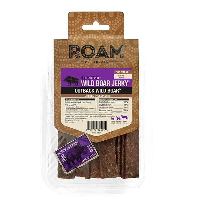 Golosinas para perros Roam, cecina de jabalí, 5 oz
