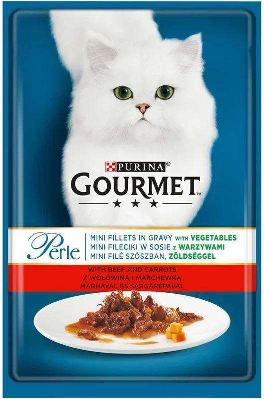 GOURMET Perle Kesica za mačke Govedina i Šargarepa, mini fileti u sosu 85g